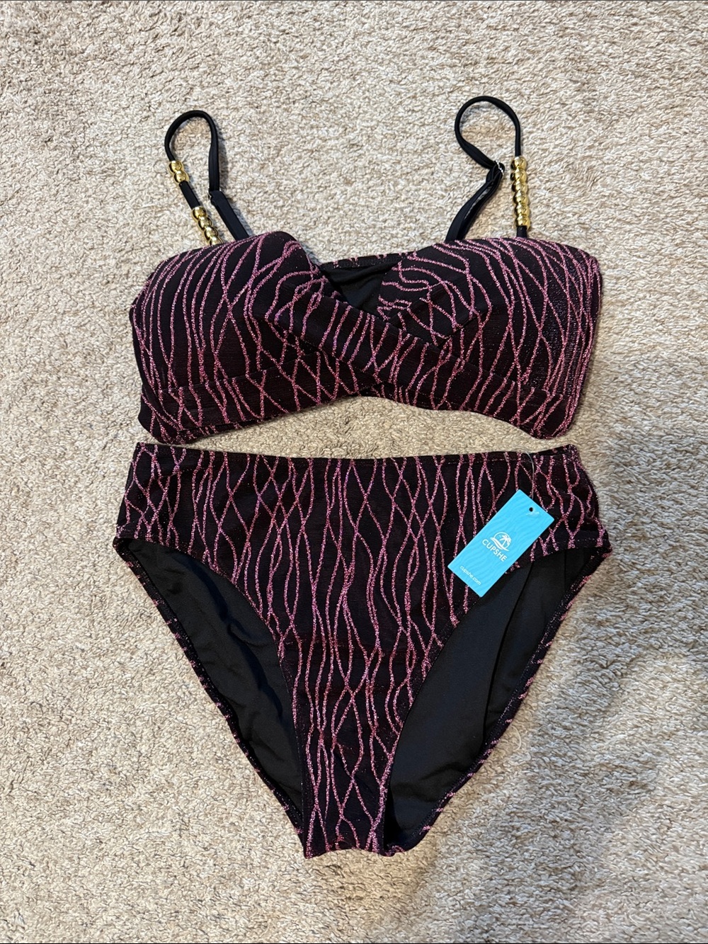 Women’s Cupshe pink glitter swimsuit